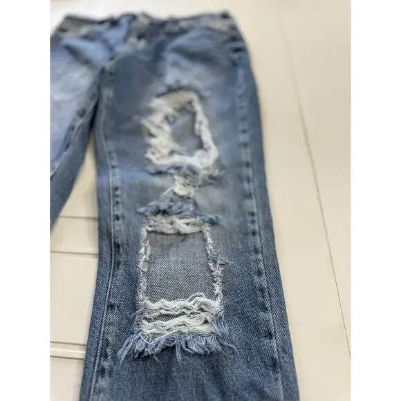 Kancan Womens Jeans Size 5/26 Estilo Skinny Distressed Cropped Raw Hem Denim - Picture 2 of 7